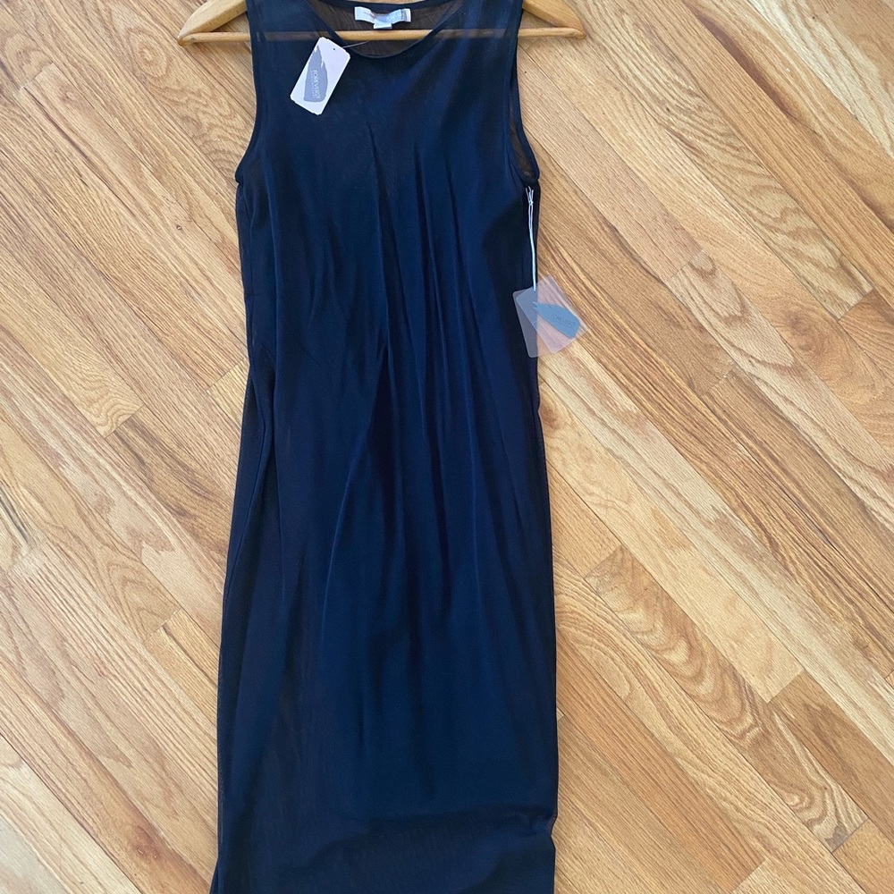 MIDI dress mesh overlay slip dress